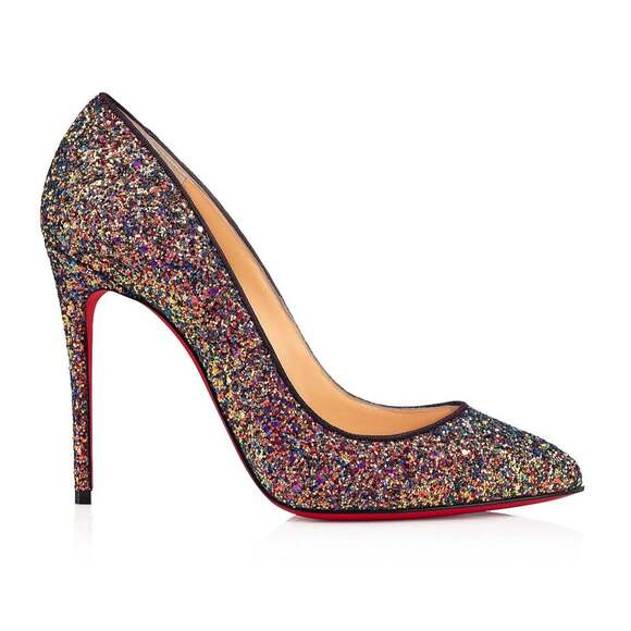 Christian Louboutin Pigalle Follies 100 Glitter Milkyway Blue Red Heel Pump 37 - Picture 3 of 12